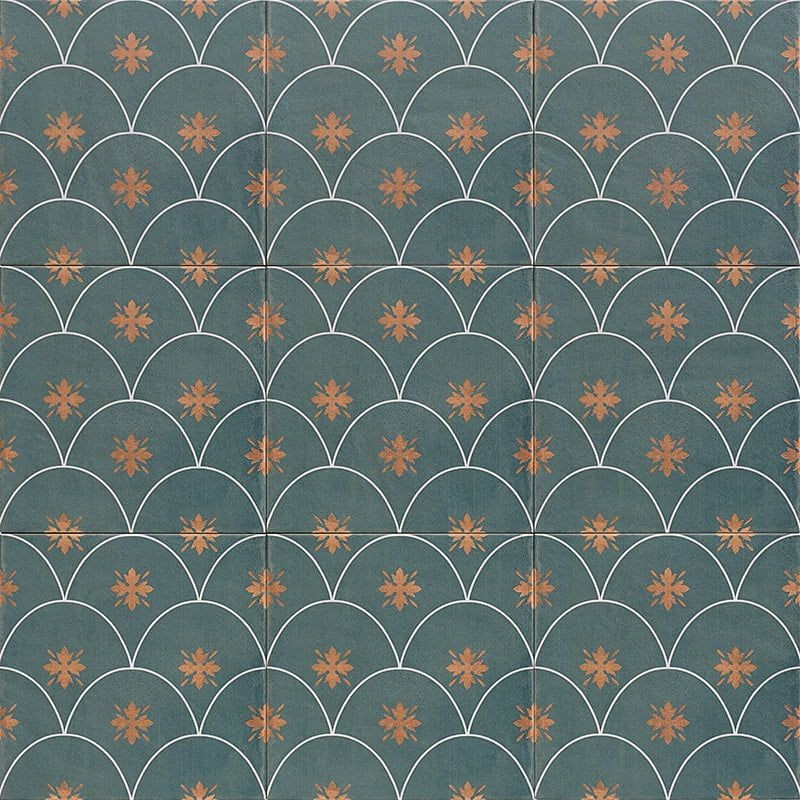 Azulejo porcelánico Mainzu Glamour Green 20x20 decorado efecto hidráulico
