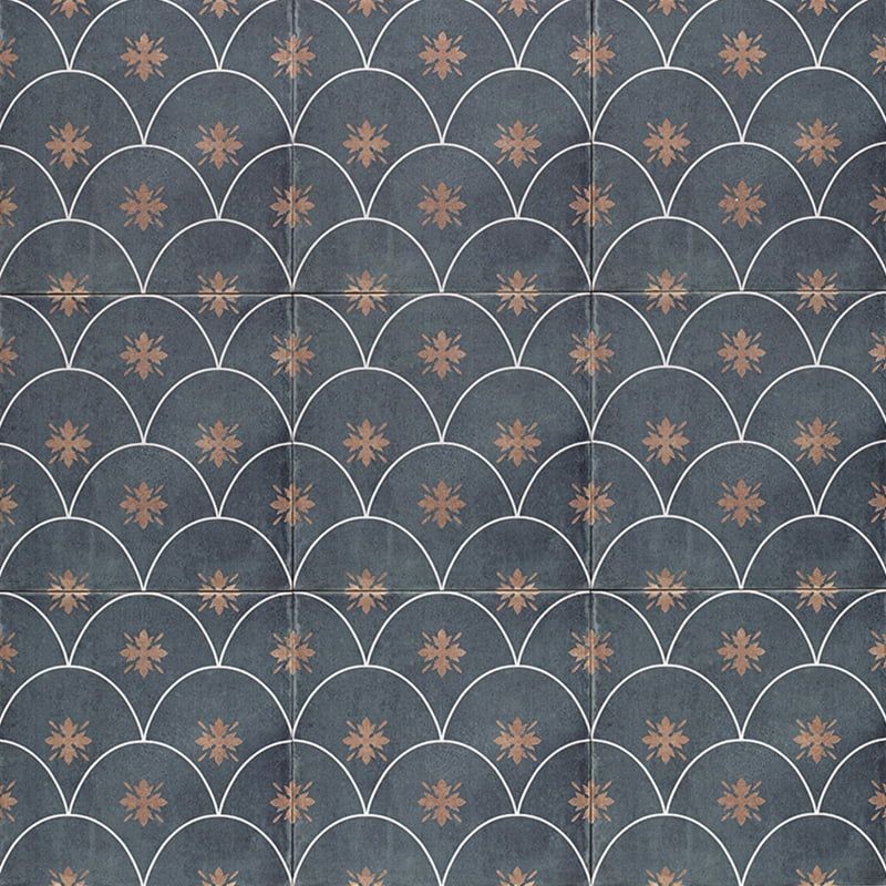 Azulejo porcelánico Mainzu Glamour 20x20 decorado efecto hidráulico azul