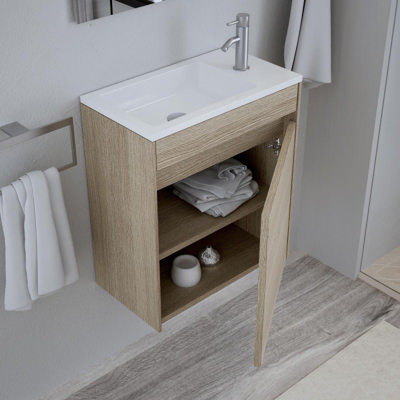 Mueble de baño Mini 45 cm Honey con encimera | Nofer Barcelona