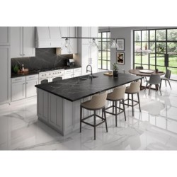 Encimera porcelánica Arklam Negro Marquina Satinado 12 mm 1600x3200 mm efecto mármol color negro