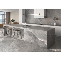 Encimera porcelánica Arklam Rosa Persia Mate 12 mm 1600x3200 mm efecto piedra color gris medio