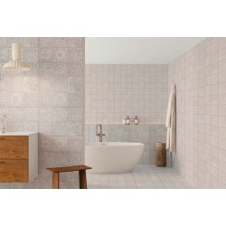 Azulejo porcelánico Gatsby White natural efecto hidráulico 60x60 cm Aparici
