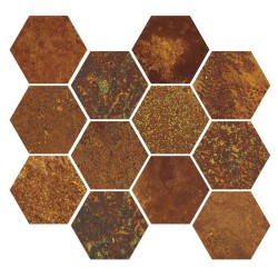 Mosaico enmallado Corten Oxidum natural efecto óxido 28x30 cm Aparici