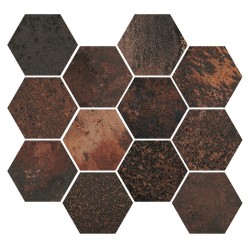 Mosaico enmallado Corten Graphite natural efecto óxido 28x30 cm Aparici