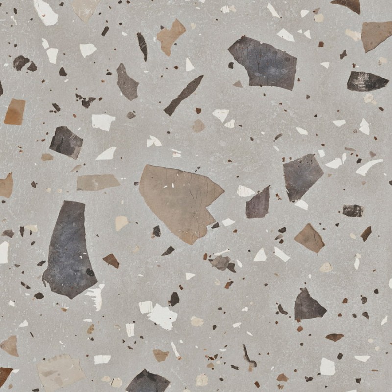 Azulejo porcelánico Pebble Grey natural efecto terrazo 60x60 cm Aparici