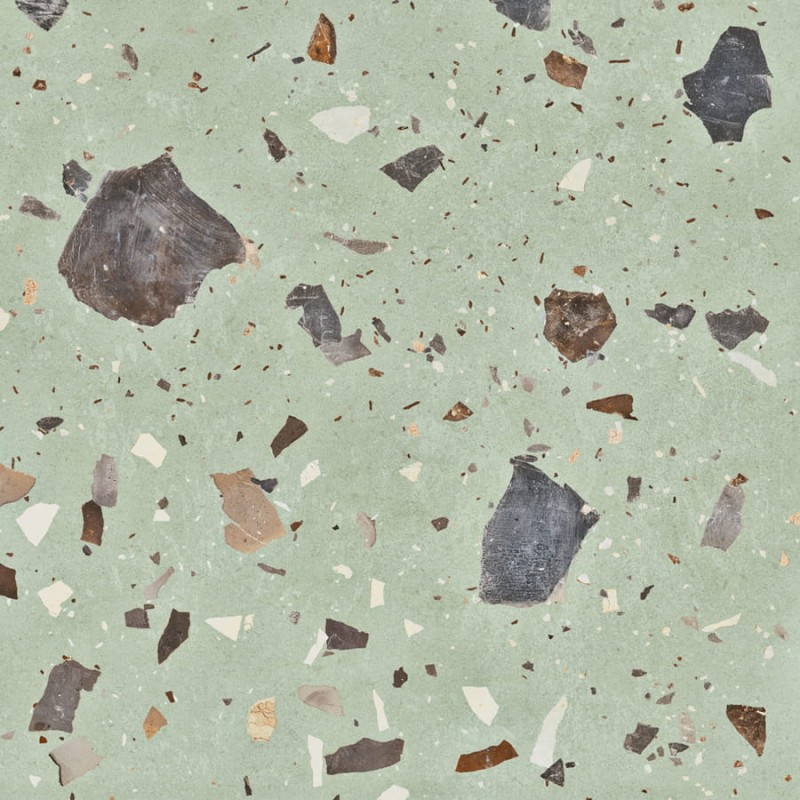 Azulejo porcelánico Pebble Green natural efecto terrazo 60x60 cm Aparici