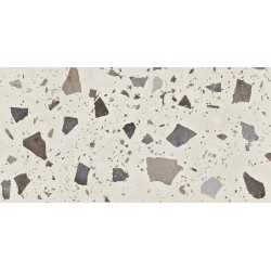 Pavimento porcelánico 20mm exterior Pebble Ivory antideslizante efecto terrazo 50x100 cm Aparici