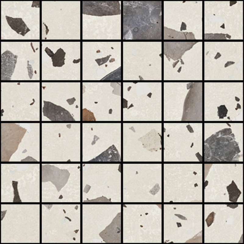 Mosaico enmallado Pebble Ivory natural efecto terrazo 30x30 cm Aparici