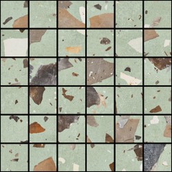 Mosaico enmallado Pebble Green natural efecto terrazo 30x30 cm Aparici