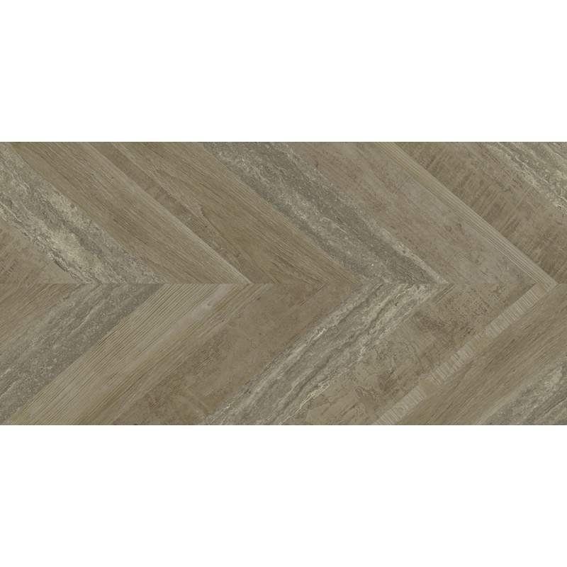 Azulejo porcelánico Chevron Oak Stamp natural efecto madera 50x100 cm Aparici