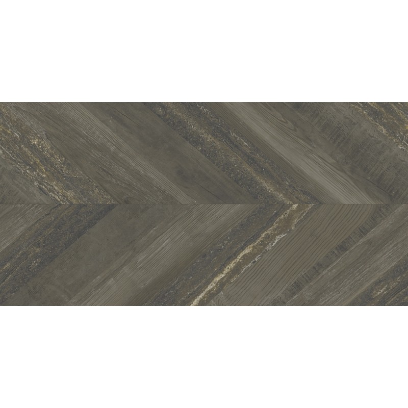 Azulejo porcelánico Chevron Walnut Stamp natural efecto madera 50x100 cm Aparici