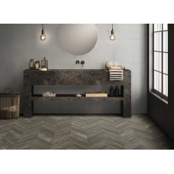 Azulejo porcelánico Chevron Walnut Stamp natural efecto madera 50x100 cm Aparici