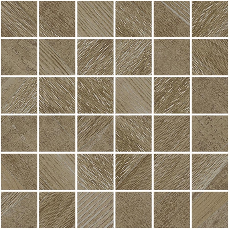 Mosaico enmallado Chevron Oak natural efecto madera 30x30 cm Aparici