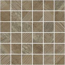 Mosaico enmallado Chevron Oak Stamp natural efecto madera 30x30 cm Aparici