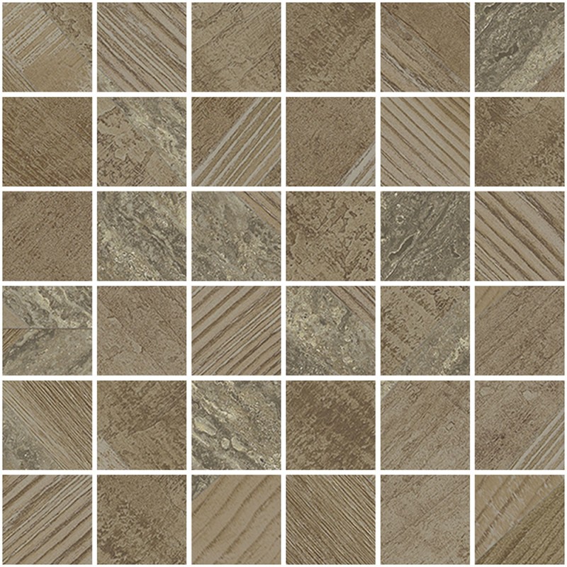 Mosaico enmallado Chevron Oak Stamp natural efecto madera 30x30 cm Aparici
