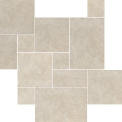 Pack modular Clunia de Argenta en color Sand, acabado mate antideslizante, con piezas de 44x66, 44x44, 22x44 y 22x22 cm