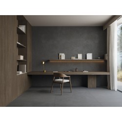 Gres porcelánico Essenza de Argenta en color antracita, acabado mate rectificado, en formato rectangular 60x120 cm