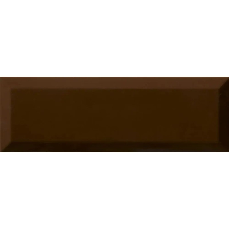 Revestimiento cerámico biselado Bisel de Ribesalbes en color Cacao, acabado brillo, formato 10x30 cm
