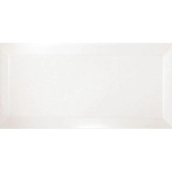 Revestimiento cerámico biselado Bisel de Ribesalbes en color Blanco, acabado brillo, formato 10x20 cm