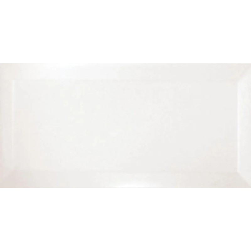 Revestimiento cerámico biselado Bisel de Ribesalbes en color Blanco, acabado brillo, formato 10x20 cm