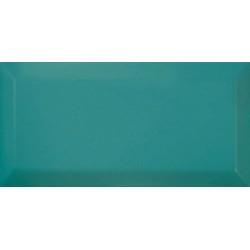 Revestimiento cerámico biselado Bisel de Ribesalbes en color Turquesa, acabado brillo, formato 10x20 cm