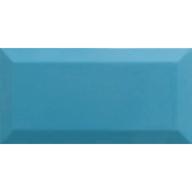 Revestimiento cerámico biselado Bisel de Ribesalbes en color Teal, acabado brillo, formato 7,5x15 cm