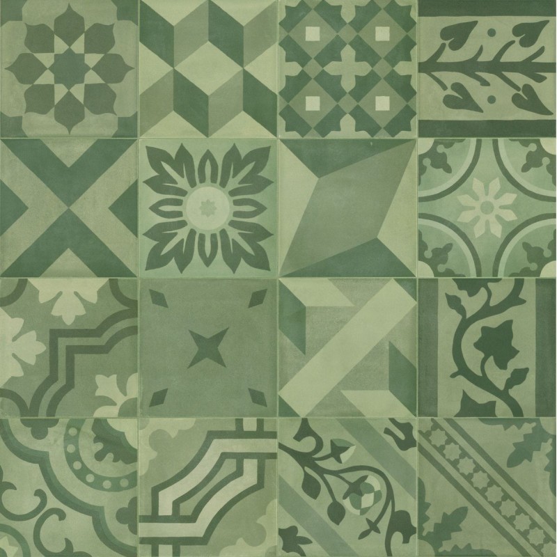 Decorado D_Segni de Marazzi en Blend Decoro Mix Verde, acabado natural, formato 20x20 cm