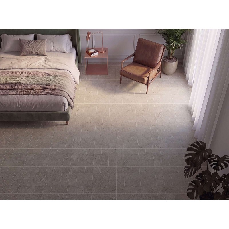 Espacio de la casa con azulejos efecto piedra en tonos cálidos, colección Ascent de Exagres