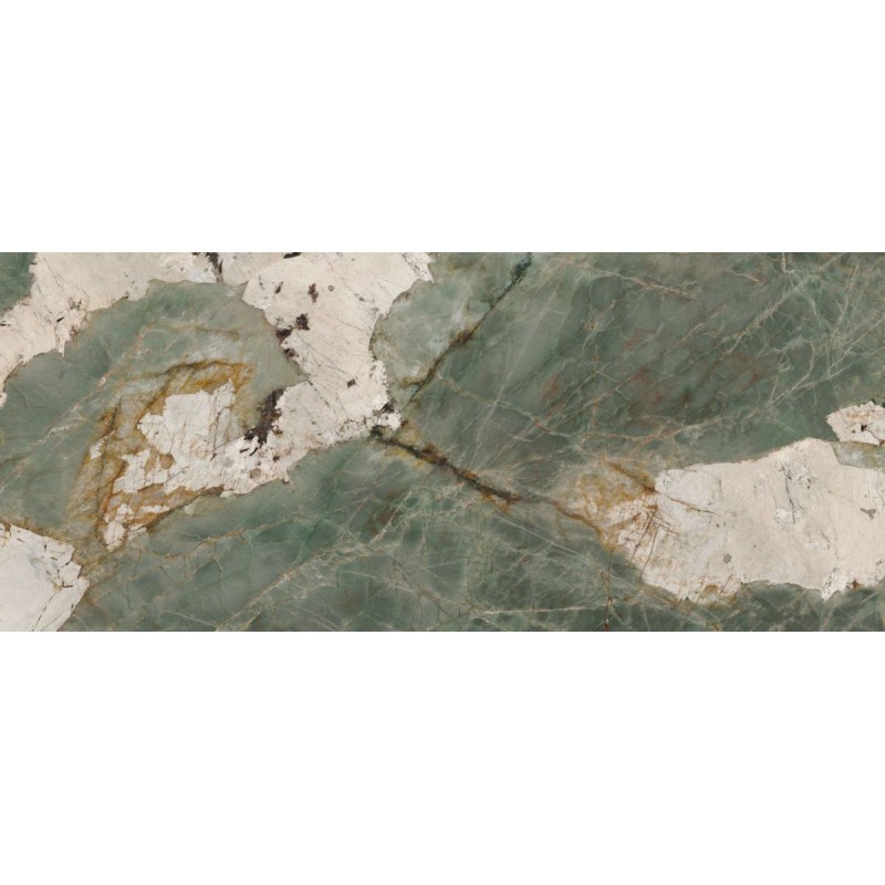 Lámina porcelánica Quarzite de TAU ceràmica en color Green, acabado polisoft semi-pulido, formato 120x280 cm
