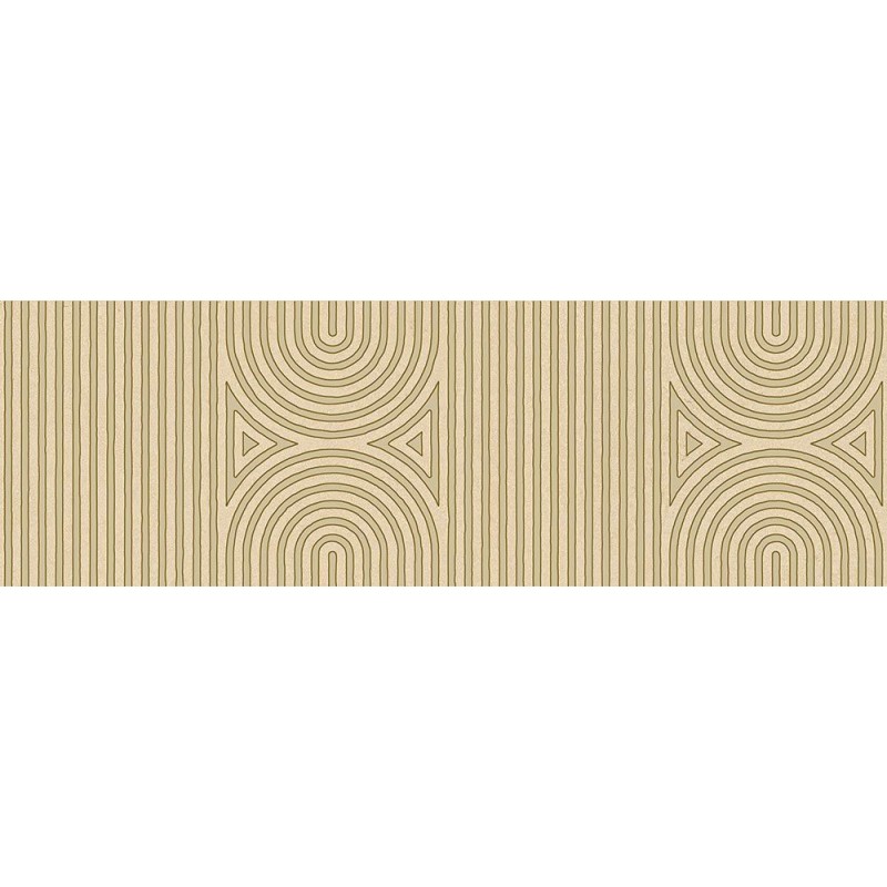 Revestimiento decorado Anapo-R de la colección Iblei de Vives en color Beige, con relieve de líneas y arcos, formato 32x99 cm