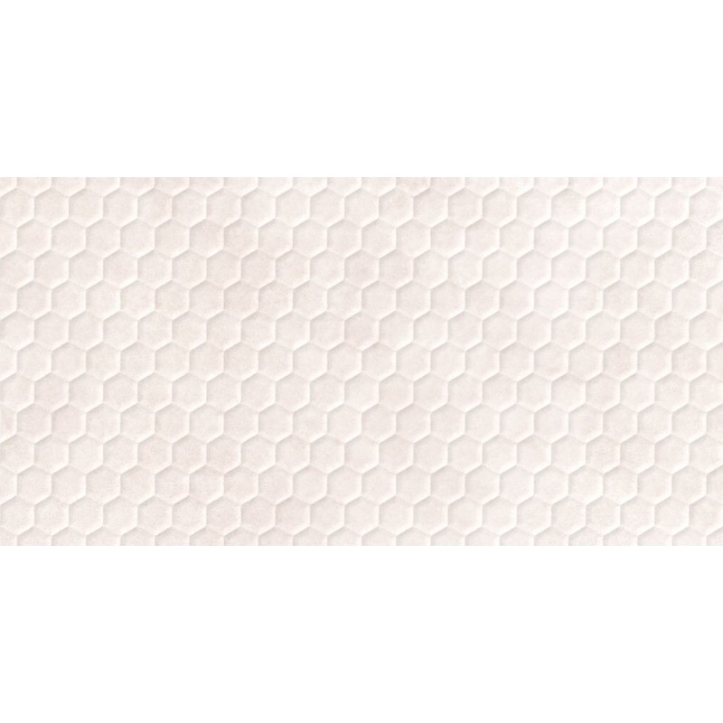Revestimiento Omni Alvea de Peronda en color Sand, acabado natural, con relieve hexagonal en formato 60x120 cm