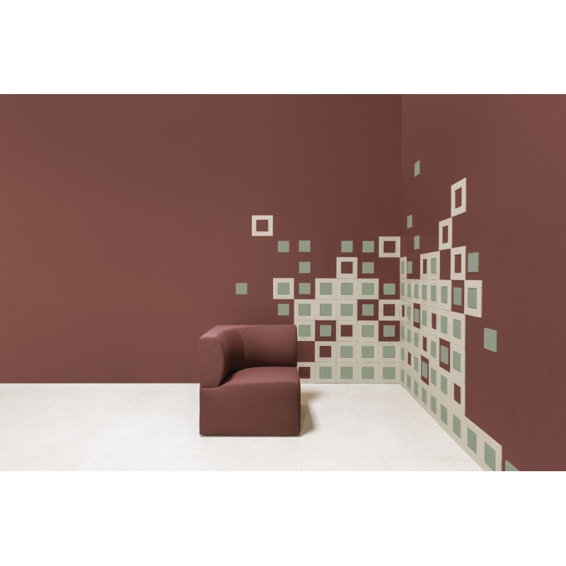 Espacio de la casa con azulejos efecto monocolor en tonos cálidos, colección In & out de Harmony