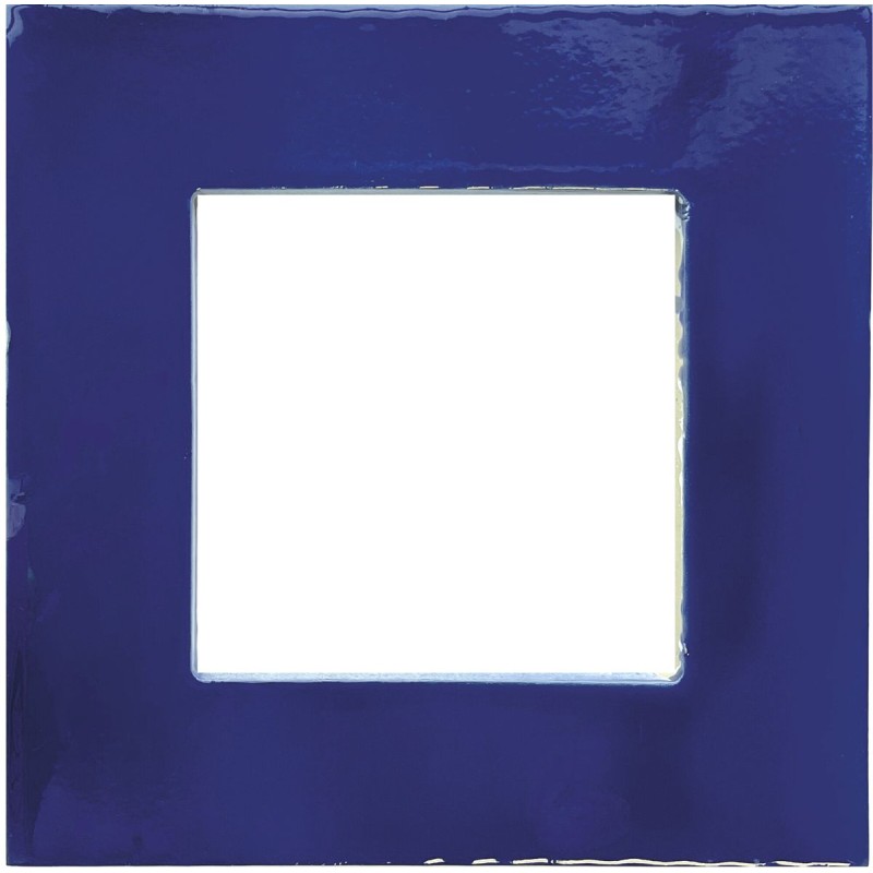 Porcelánico In & Out de Harmony en color Blue, acabado brillo, marco cuadrado hueco de 22,4x22,4 cm