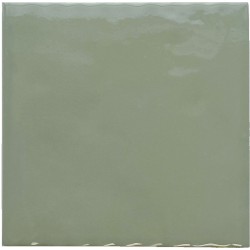 Porcelánico In & Out de Harmony en color Green, acabado brillo, pieza cuadrada interior de 12,3x12,3 cm