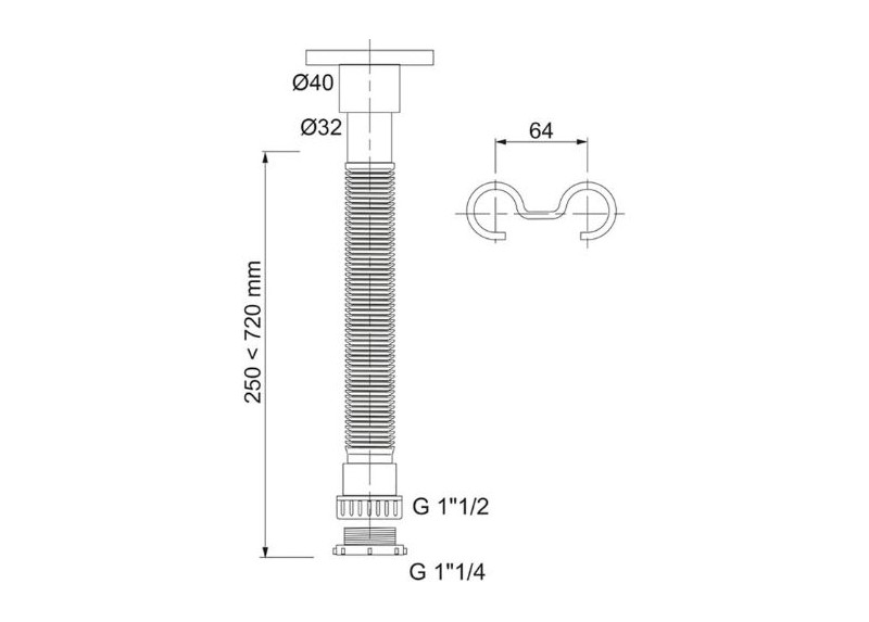 Sifón Extensible Blanco Mate 1" 1/4 - 1" 1/2
