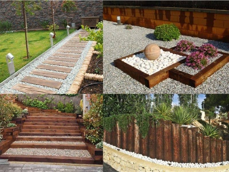 Decora tu jardín con traviesas de madera de tren recuperadas o