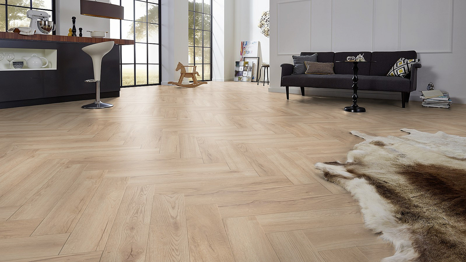 instalación parquet en forma de espiga