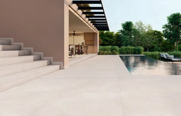 Ambiente con azulejos efecto piedra, colección Anima de Natucer