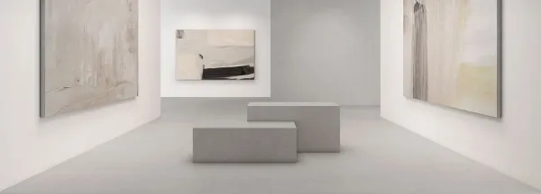 Ambiente con azulejos efecto piedra en tonos neutros, colección Nordby de Undefasa