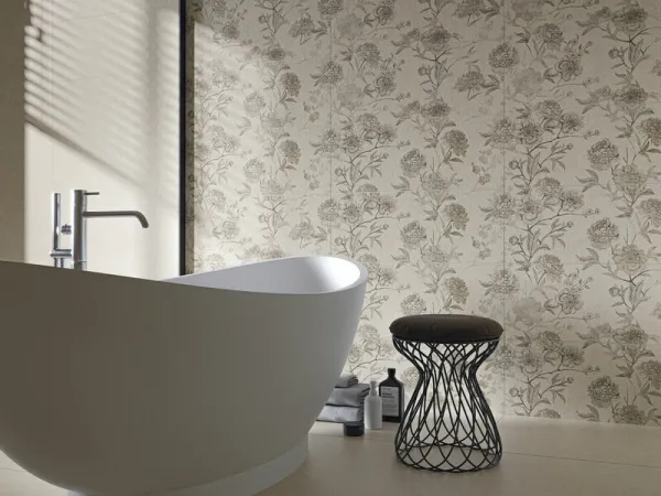 Baño con azulejos efecto cemento, colección Borneo de Cifre