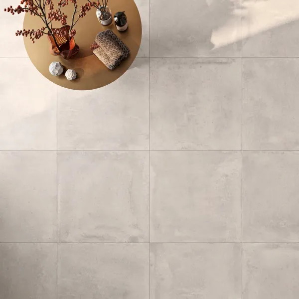 Baño con azulejos efecto cemento, colección Legacy de Love Tiles