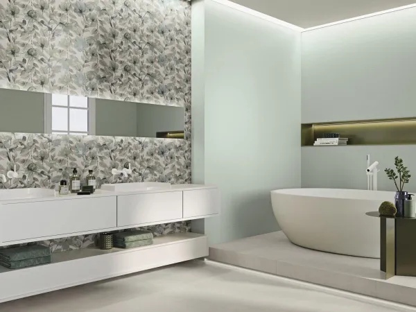 Baño con azulejos efecto monocolor, colección Colorful de Ape