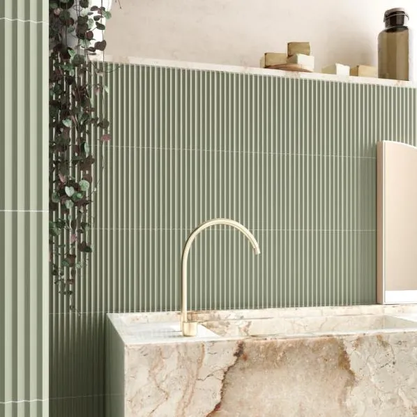 Baño con azulejos efecto monocolor, colección Costa nova de Equipe