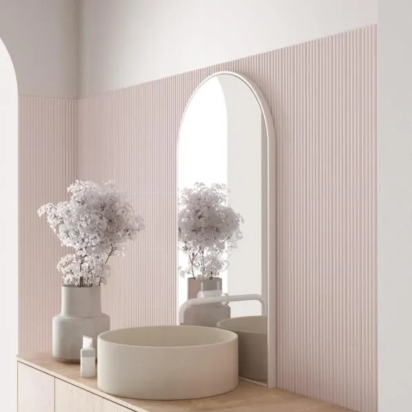 Baño con azulejos efecto monocolor en tonos cálidos, colección Costa nova de Equipe