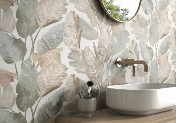 Baño con azulejos efecto monocolor, colección Enya de Colorker