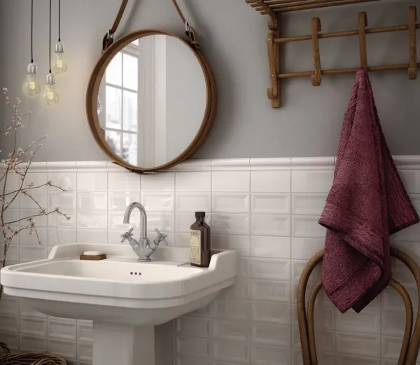 Baño con azulejos efecto monocolor, colección Evolution de Equipe