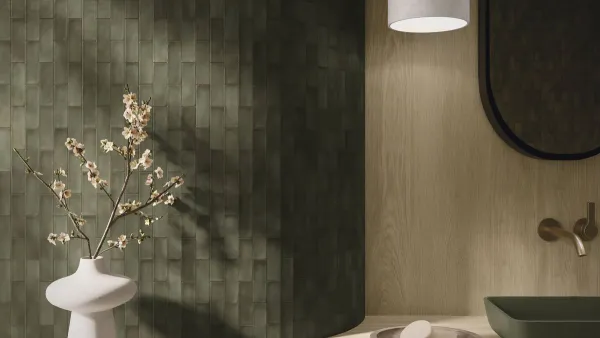 Baño con azulejos efecto monocolor, colección Ispal de Ape