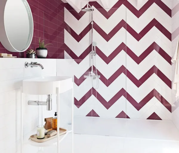 Baño con azulejos efecto monocolor, colección Liso de Ribesalbes