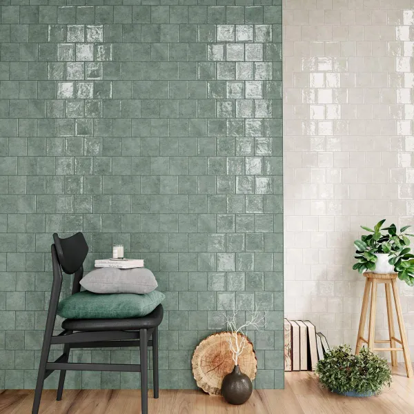 Baño con azulejos efecto monocolor, colección Nuance de Ribesalbes