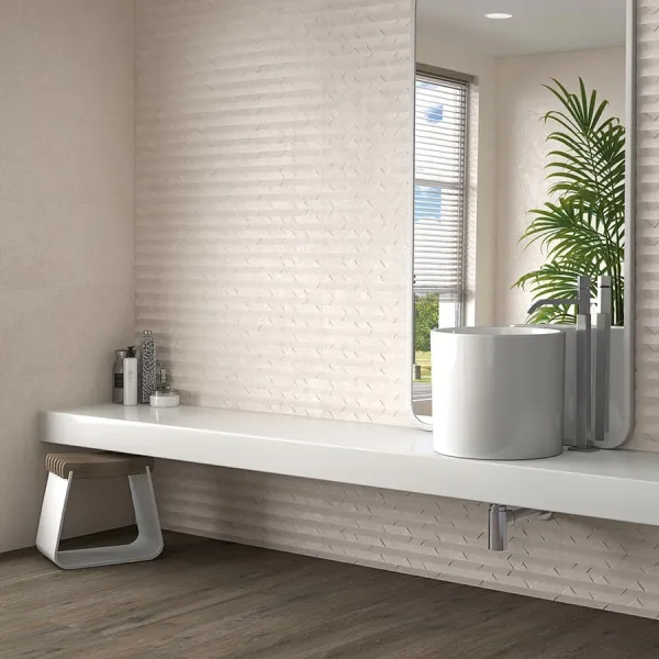Baño con azulejos efecto monocolor, colección Ritmo de Vives